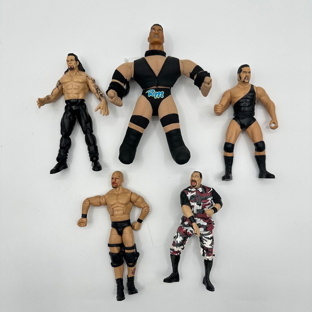 Lot 5 WWF Jakks Pacific Figure Undertaker Stone Cold Bubba Ray Dudley X-Pac Rock